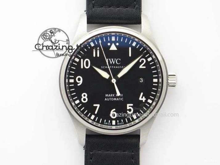 MIROTIME 0501 Mark XVIII IW327001 SS Mk Maker Best Edition Black Dial On Black Leather Strap A SunProtective 7299